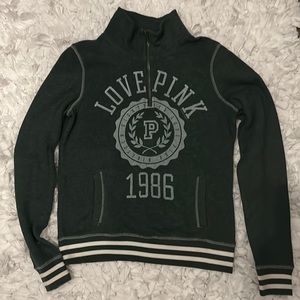 PINK XS green half zip with pockets sweatshirt